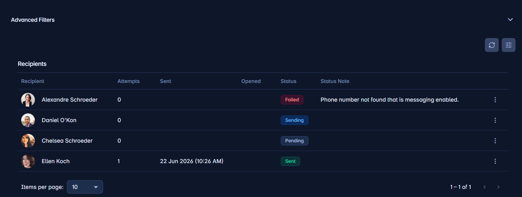 Send communication compose screen
