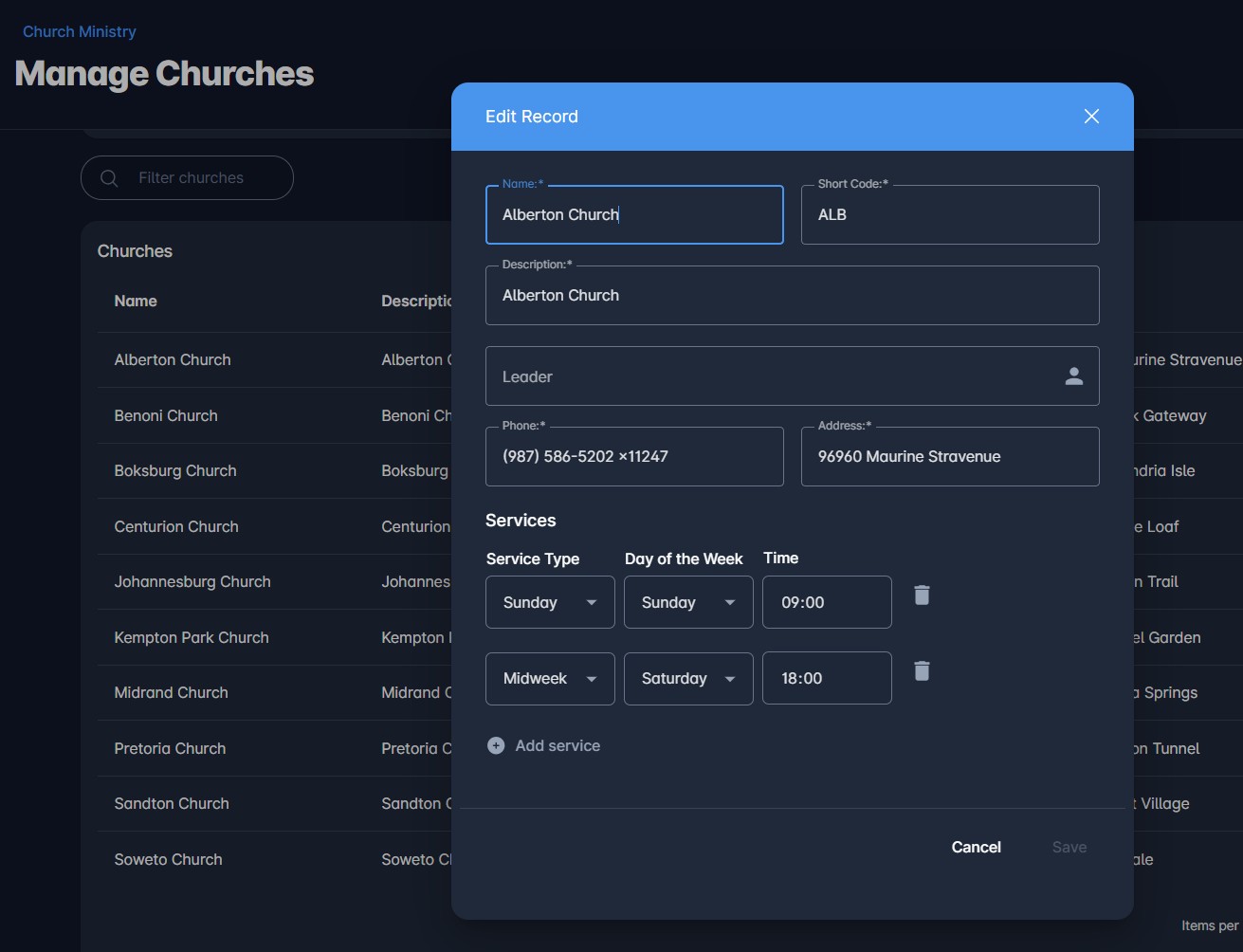 manage churches