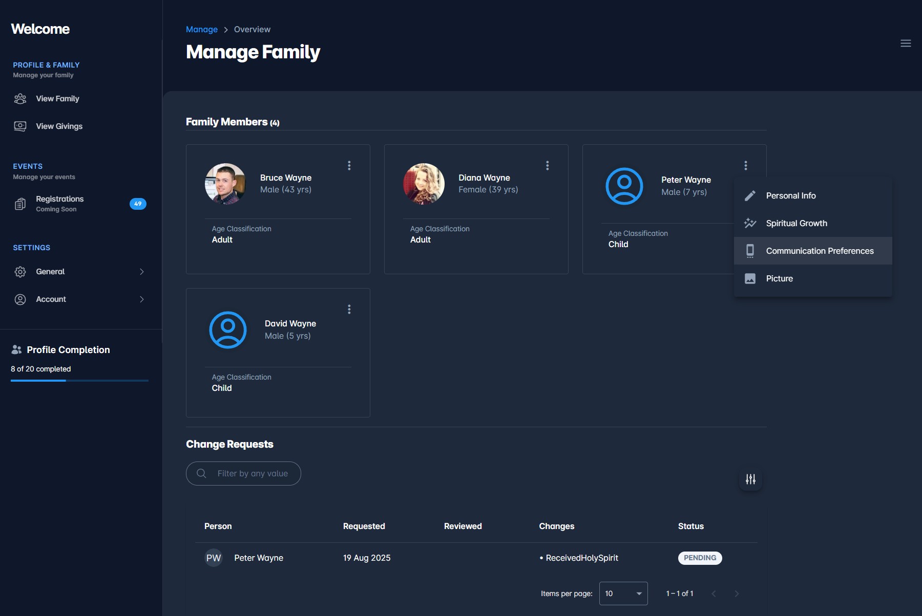 manage family main